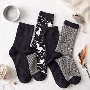 A New Day Crew Socks 3-Pack | Black Cat Cotton Blend | Shoe 4–10